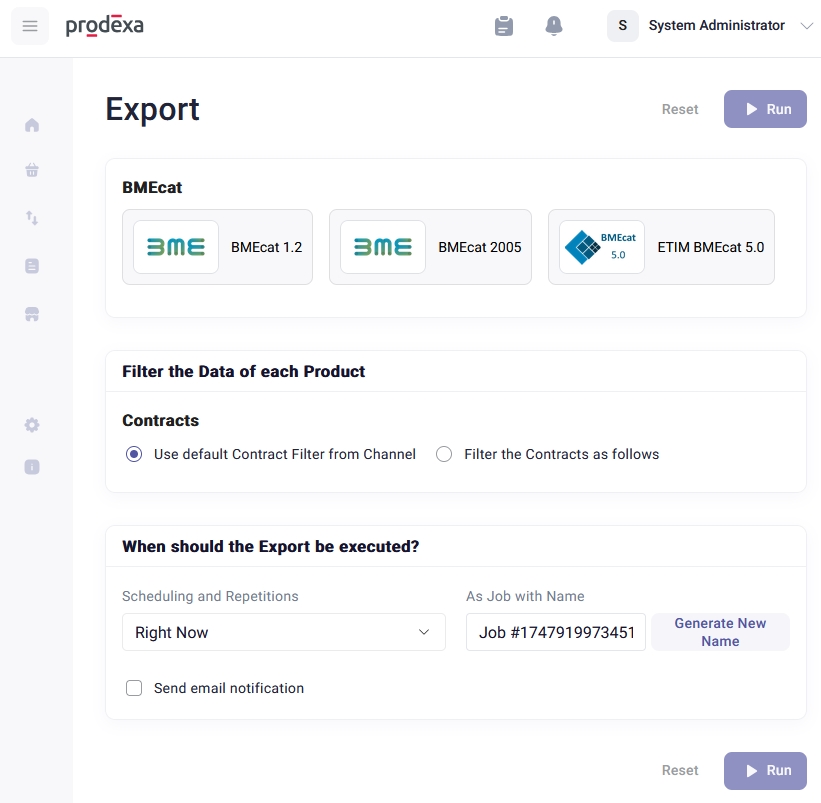 BMEcat Export in prodexa PIM