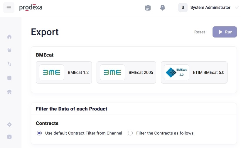 BMEcat Export in prodexa PIM
