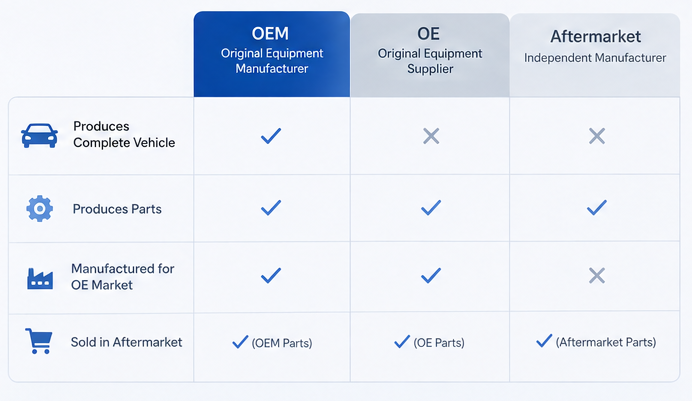 Differences Between OEM, OE, and IAM Parts Differences Between OEM, OE, and IAM Parts